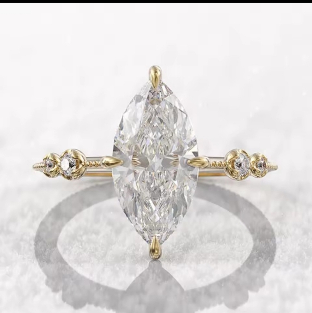 AAA Crystal Marquise Cubic Zirconia Ring Engagement Wedding Jewelry - Picture 3 of 6